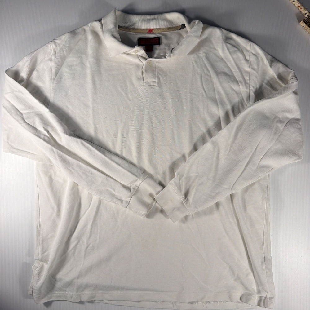 Burberry London Polo Shirt Men's XL White 100% Cotton Made in Turkey